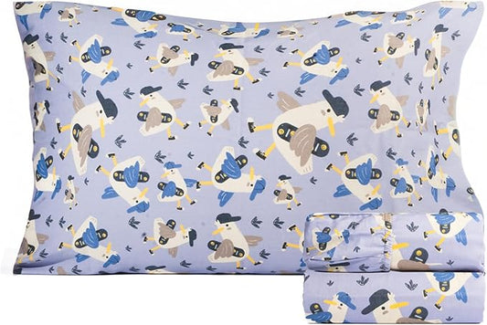Salt Earth 100% Cotton 210TC Kids Bedsheet, Twin Sheets Set for Toddler Bed, 3 Piece Bedding Set Including Flat Sheet, Fitted Sheet, and Pillowcase, Themed Sheets for a Playful Kids Bed (Duck)