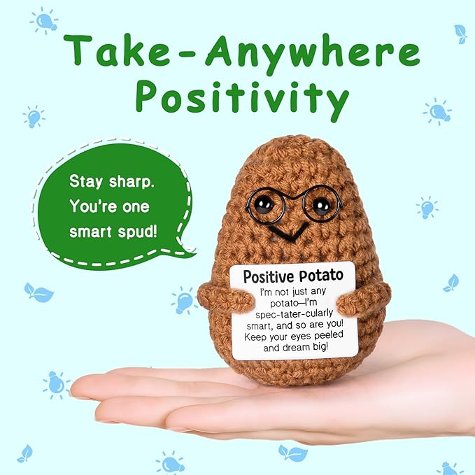 Emotional Support Crochet, Positive Crochet Potato, Encouragement Gifts for Women Men Birthday Christmas Self Care Friends Coworkers Relaxation Gift Desk Home Fall Decor Inspirational Support