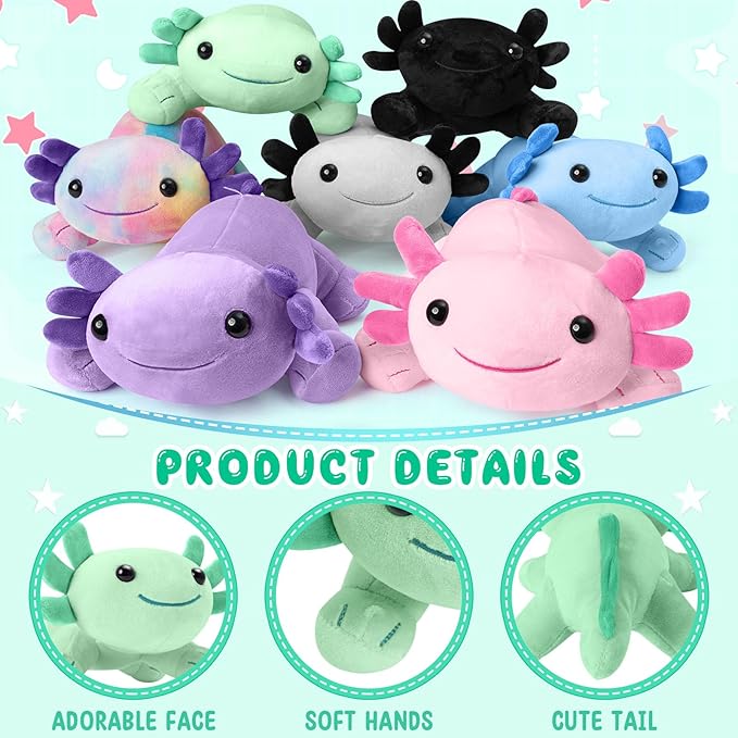 Axolotl Plush Toy, Soft Cute Axolotl Stuffed Animal, Kids Plushie Pillow Doll - Green