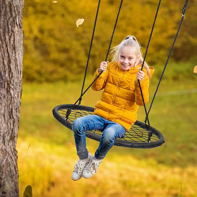 Sorbus Saucer Tree Swing- Kids Outdoor Disc Round Swing - 40" Heavy Duty 220lbs Seat- Easy Install Flying Saucer Web Circle - Perfect for Gift,Playground, Birthday, Xmas, IndoorOutdoor