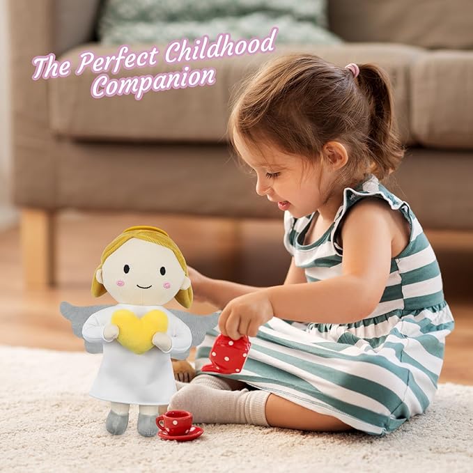 free-space Angel Plush Doll Boy/Girl Baptism Gifts Guardian Angel Doll Toy (Girl)
