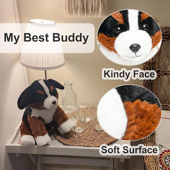 Bernese Mountain Dog Stuffed Animals Puppy Plush Toys for Boy Girl Kids Gift Birthday, 12 inches