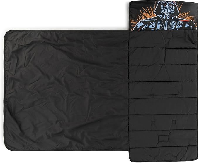 Jay Franco Kids Nap Mat with Embedded Pillow & Blanket – Soft 46"x20" Microfiber Sleeping Bag with Name Tag & Handle