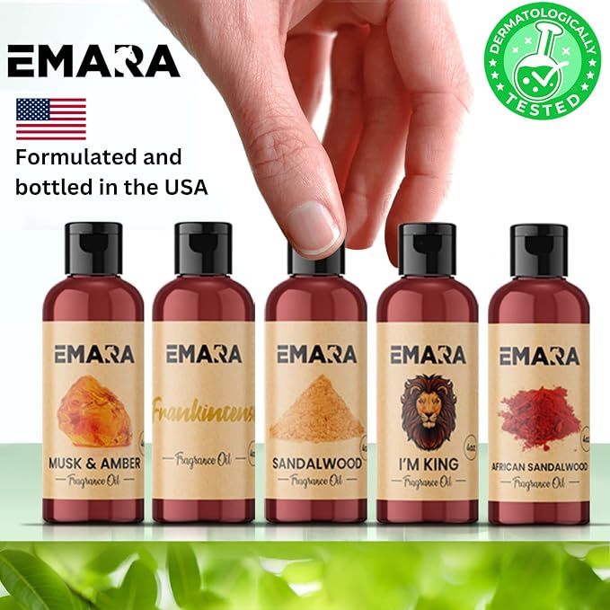 EMARA All Natural Earthy Musk & Amber Essential Oil for Diffusers, Skin Care, Aromatherapy Fragrance Oil, Organic Therapeutic Grade 4 fl oz