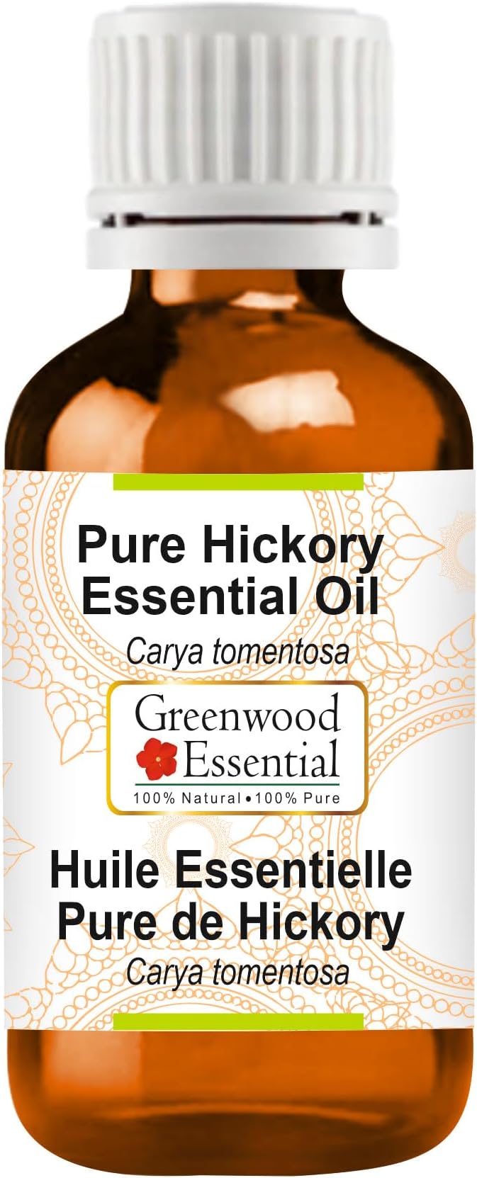 Greenwood Essential Hickory Essential Oil (Carya tomentosa) Pure | Non-Sticky | Non-Greasy | Lightweight | Men & Women | All Skin Types | Steam Distilled 5ml (0.16 oz)