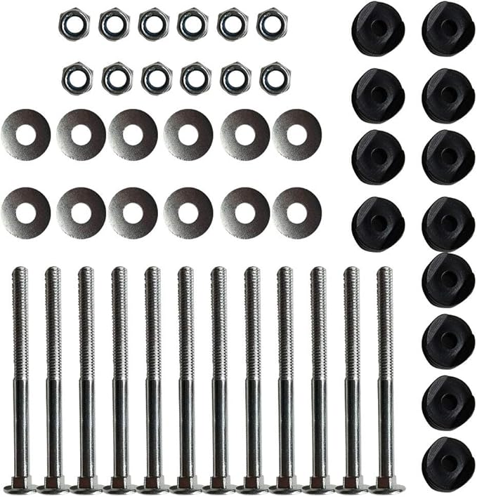 PXRJE 12 Pieces Trampoline Enclosure Pole Gap Spacers,Galvanized Steel Trampoline Screws,Jumping Bed Carriage Screw,Trampoline Stability Tool Set(Size:12PCS)