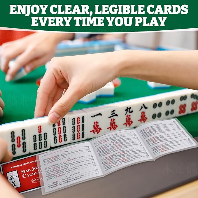 4 Pcs 2026 Mahjong Card Sleeve, Large Print PVC Protectors for Mah Jong Scorecards, Transparent Mahjong Card Holder, Durable Clear Plastic Sleeves Fits 6 1/8" x 4 3/4" Cards
