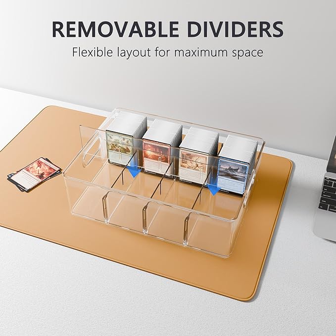 Trading Card Storage Box – Clear Large Card Organizer Holds 12000 Cards with Foam Inserts Blocks – Display Case for TCG & Sports Cards(4-Pack)