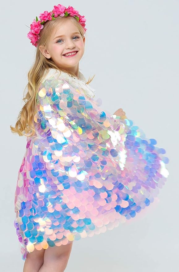 FKKFYY Rainbow Cape Cloak for Girl Princess