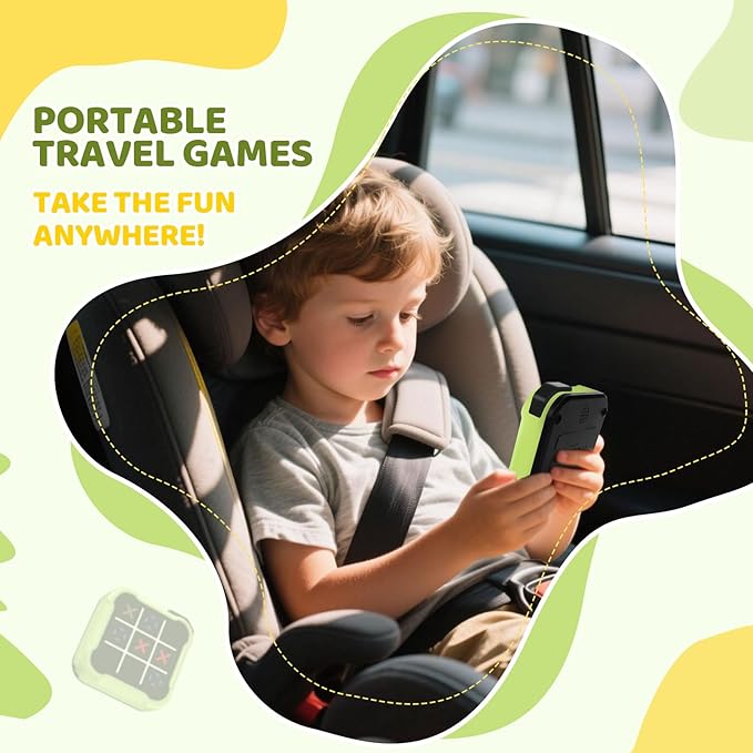 Tic-Tac Toe Game for Kids: 4-in-1 Electronic Handheld Puzzle Game - Portable Sensory Toy for Kids Age 6-12 Years Old Travel School Family Fun - Birthdays Gift for Boys Girls