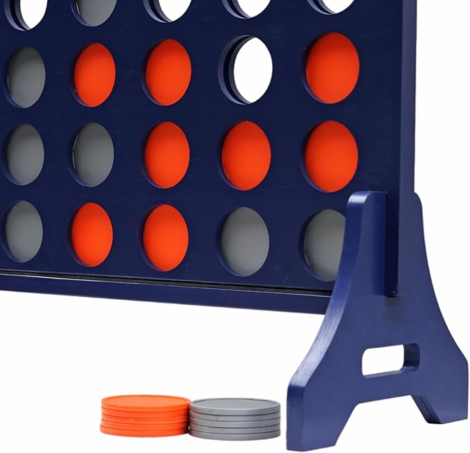 Tailgating Pros Premium Navy Giant Four in a Row with Carrying Case - Jumbo Oversized Outdoor Yard Game - Connect Multiple Pucks in a Row to Win - Many Puck Colors Available!
