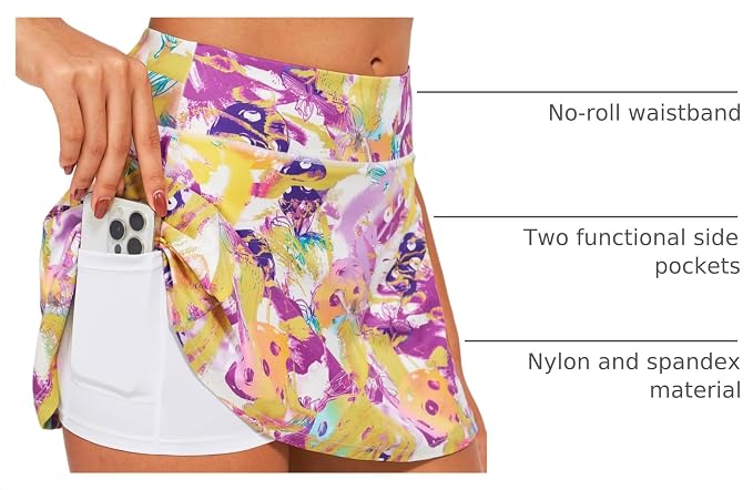 Stelle Women's Tennis Golf Skirts High Waisted with Pockets Inner Shorts for Athletic Skorts Sports Running Pickleball