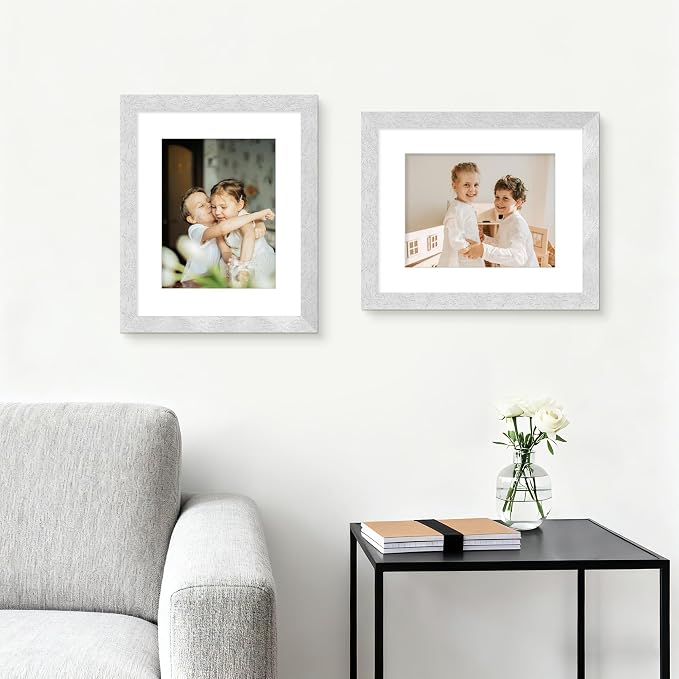Picrit 12x16 Picture Frame Set of 12, Display 8.5x11 with Mat or 12x16 without Mat, Photo Frames for Wall Mounting Display, SILVER