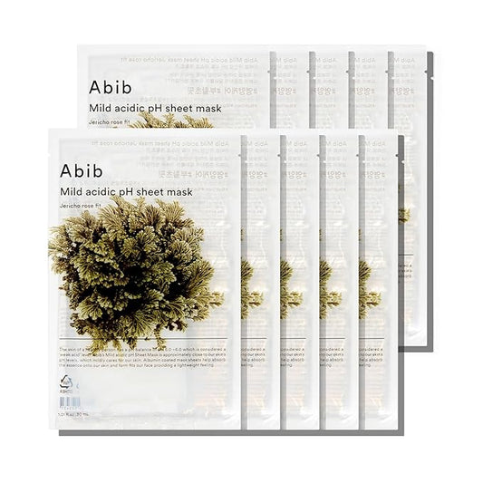 Abib Mild Acidic Ph Sheet Mask Jericho Rose Fit 10 Sheets (Anti-aging) I Korean Face Mask for Sensitive Skin, Soothing & Redness Relief, Daily Skincare Treatment, K-Beauty Sheet Mask
