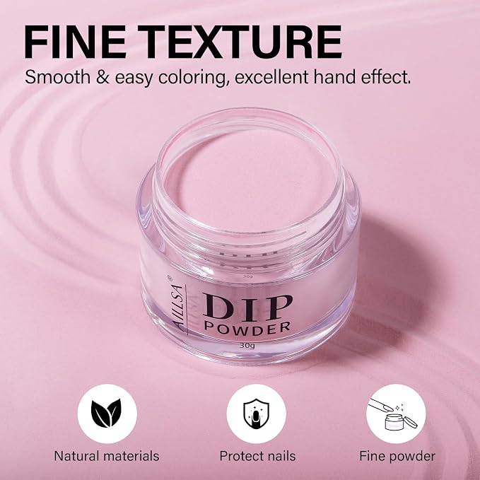 AILLSA Nail Dip Powder Sheer Pink Nail Dipping Powder | Translucent Jelly Nude Pink Dip Powder Colors for Nail Art French Manicure at Home Easy to Use Neutral Dip Powder (1 Oz)