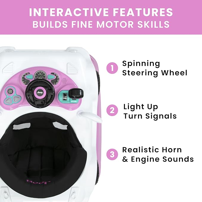 Jeep Wrangler Activity Walker by Delta Children, White/Pink