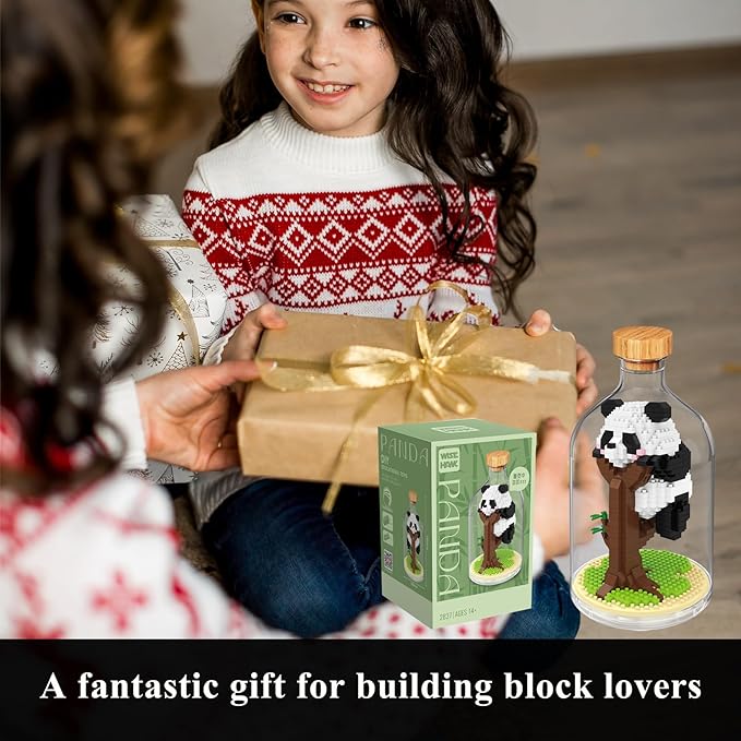 Creative Panda Toy Building Set,Adult Mini Animal Friend Set,Party Favors Gift for Kids,Animal Lovers Office Home Decor Building Block,New Year Easter Birthday Gift for Boys Girls(Sleeping)