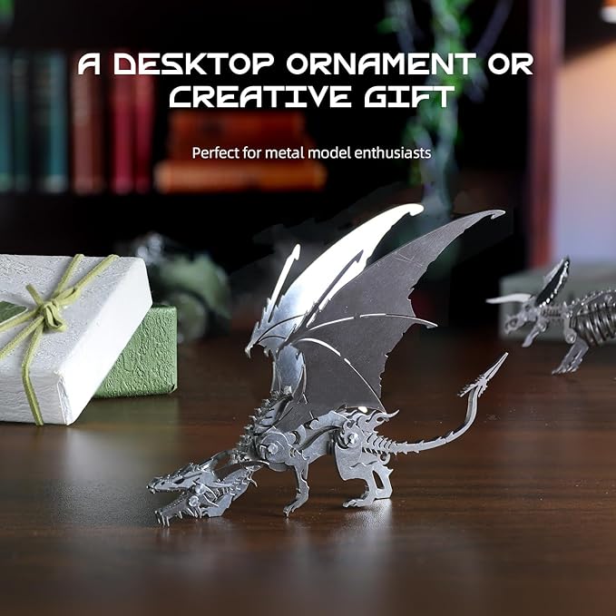 3D Ice Dragon Metal Puzzles for Adults DIY Animal Mechanical Puzzle for Hands-On Skill Challenge, Building Model Kit for Focus and Stress Relief, Creative Gift or Decorative Ornament