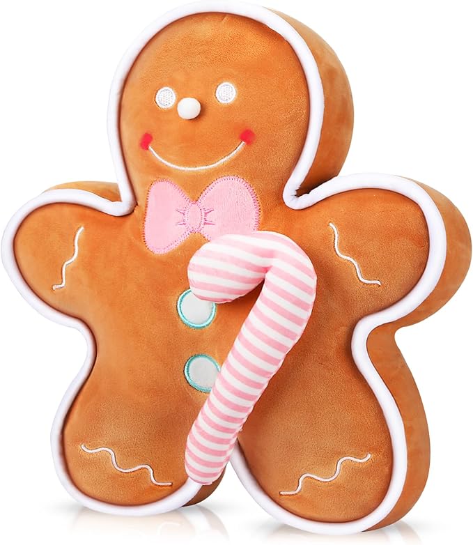 Liliful Christmas Plush Stuffed Gingerbread Man Toy 16 Inch Soft Aesthetic Gingerbread Man Pillow Stuffed Xmas Toys for Christmas Party Favors Decorations(Plush)