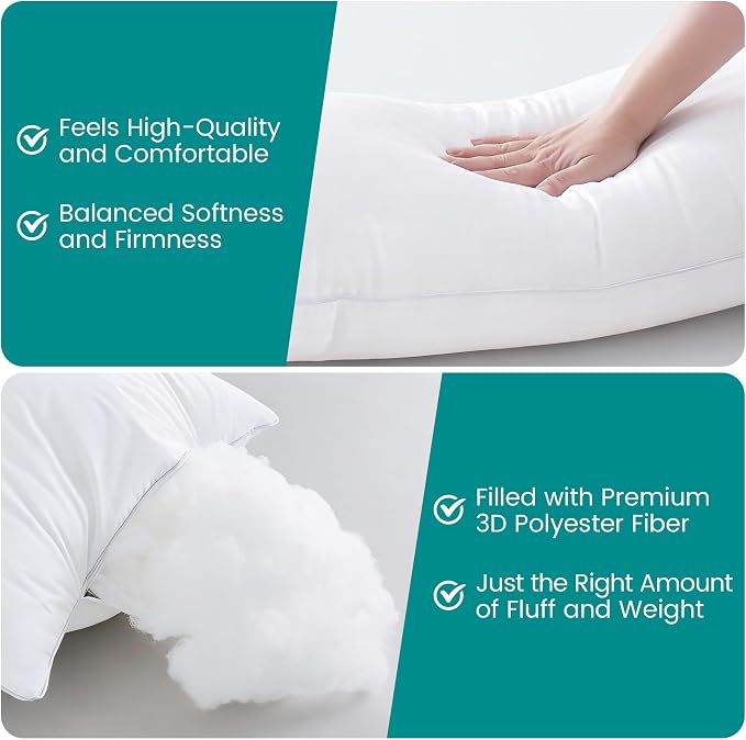 Oubonun 30"x30" Throw Pillow Insert – 100% Cotton Cover, Plush and Supportive Decorative Pillow Insert, Cushion Inner for Couch, Sofa, Bed, Chair- Pack of 1