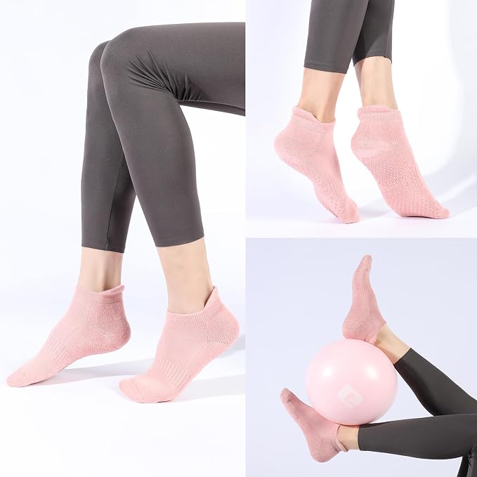 loudashuaiqi Grip Pilates Socks Non Slip Athletic Yoga Socks with Grips for Women Grippy socks for Hospital Workout Barre