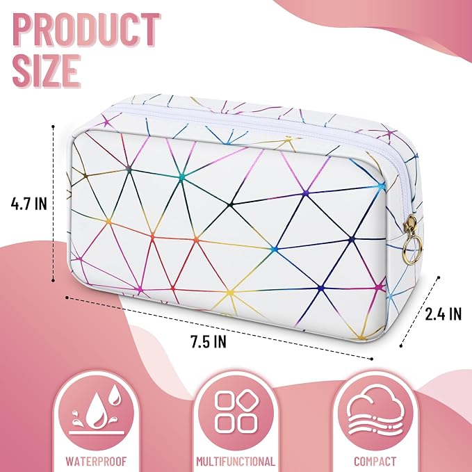 Tampon Holder for Purse Period Bag Waterproof Geometric PU Sanitary Napkin Storage Bag Portable Menstrual Cup Pad Pouch Cute Makeup Bag Feminine Gift Vibrant White