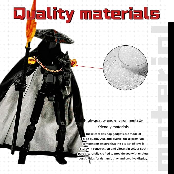 Assembly Completed Lucky 13 Action Figures, T13 Action Figure,3D Printed T13 Action Figure Multi-Jointed Movable, Dummy Hand Painted Figure, Desktop Decorations Game Gifts (Black)