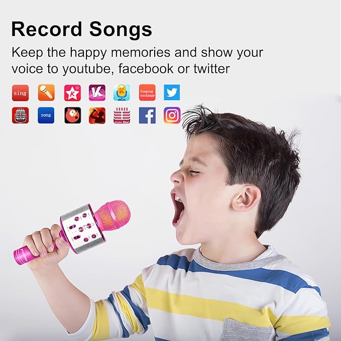 Microphone for Kids Karaoke Micorphones Adult Wireless Bluetooth Karaoke Machine Birthday Gift for Girls Boys Kids Toys for Teens All Ages 3 4 5 6 7 8 9 10 11 12 Year Old