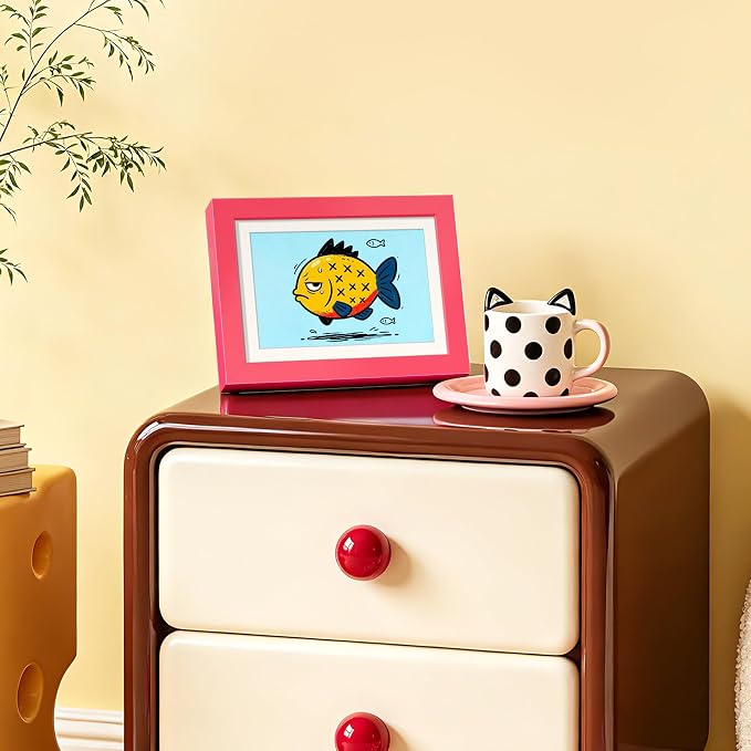 upsimples 5x7 Picture Frame, Display Pictures 4x6 with Mat or 5 x 7 Without, Wall Hanging Photo Frames, Hot Pink, 1 Pack