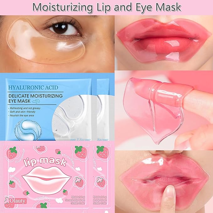 Xiuxixu 30 Pairs Lip Mask & Eye Mask,Collagen Under Eye Patches for Puffy Eyes,Crystal Lip Mask Skincare Bulk,Bachelorette Party Favors,Bridesmaid Gifts,Mothers Day Gifts,Teacher Appreciation Gifts