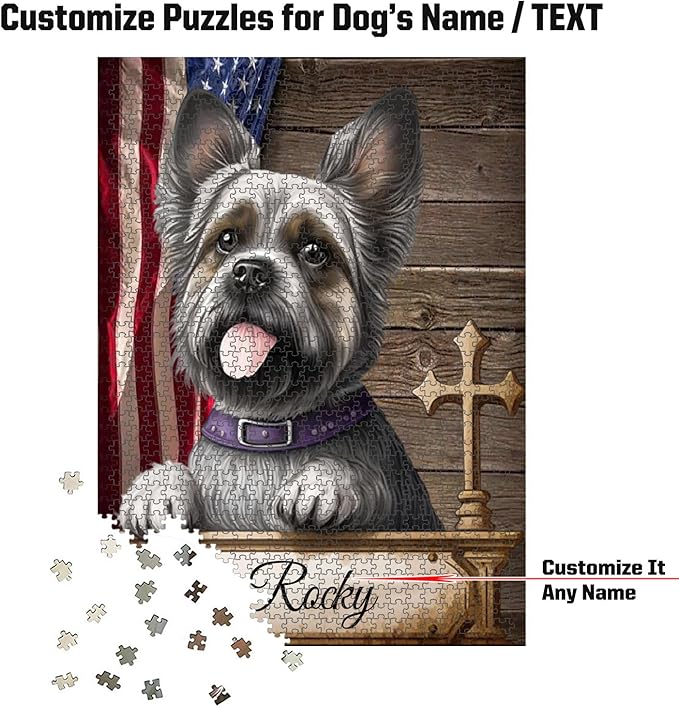 Custom Wooden Jigsaw Puzzles with Your Dog's Name on West Gothic Art Print - 300 500 1000PCS Puzzles Game and Home Wall Decor