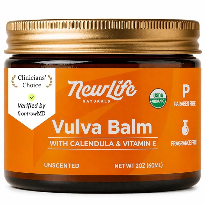 NewLife Naturals Certified Organic Vulva Balm with Calendula & Vitamin E Moisture Support - Itching, Irritation, and Dryness | Estrogen-Free Intimate Feminine Care | 2 Oz