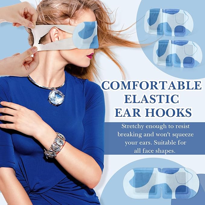 100 Pcs Self Heated Steam Eye Masks Disposable Self Heating Eye Mask Bulk Steam Mask Warm Compress Gifts for Home Office Travel Warm Sleep Supplies(Blue)