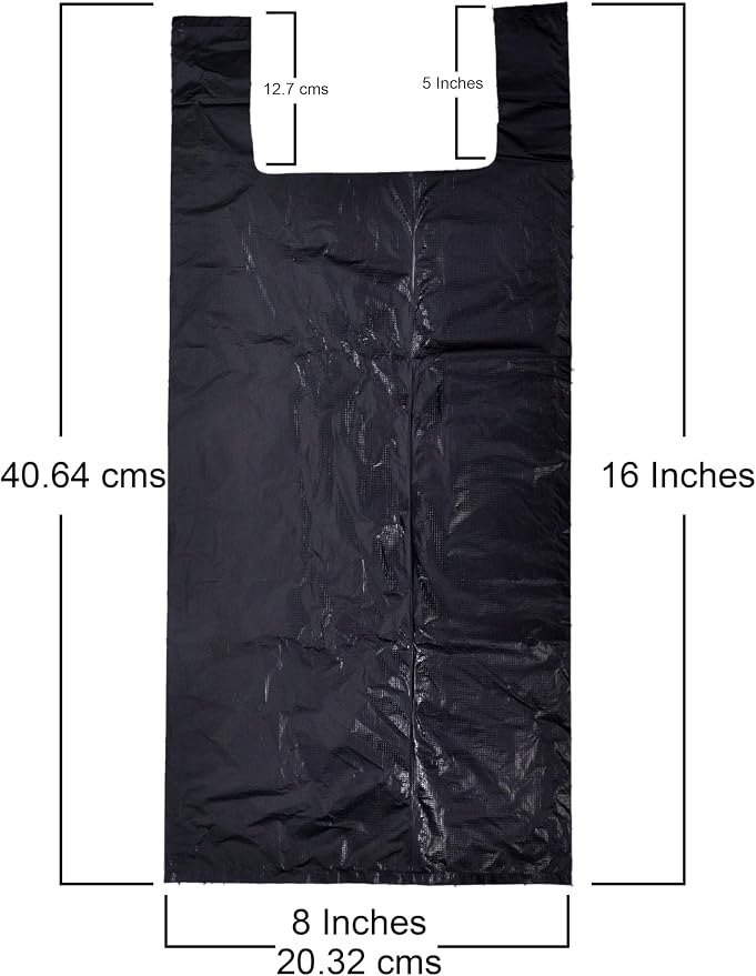 Pack of 200 - Black - Large Size - 8" x 13" x 16" - Leak Proof Disposable Plastic Bags For Sanitary Pad, Adult Diaper and Pet Waste Disposal bags.