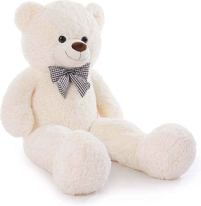 Poutmac 55 inch Giant Teddy Bear Stuffed Animal White Big Plush Teddy Bear Valentine's Gift for Girlfriend Soft Stuffed Bear Animals for Christmas,Birthday,Mother's Day
