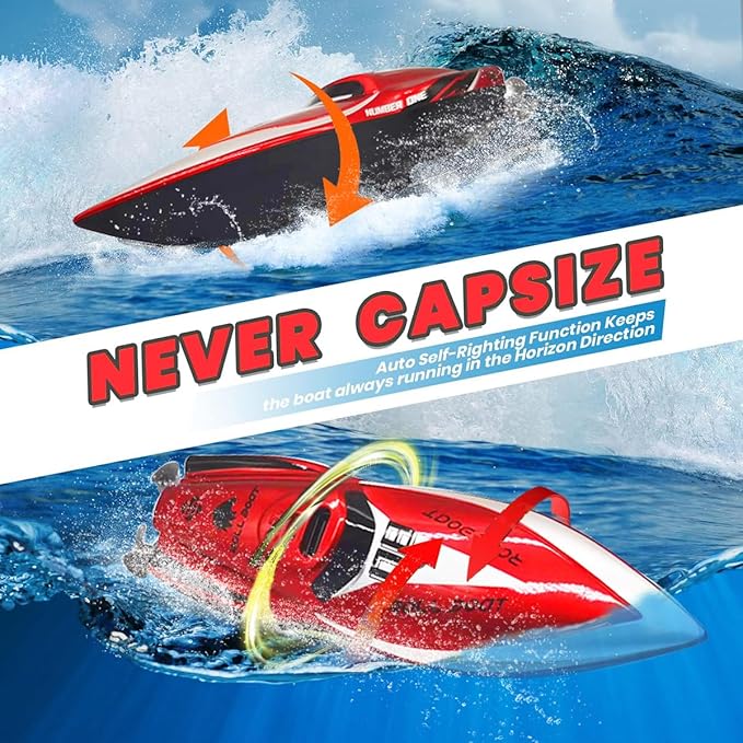 Mini Remote Control Boat RC Boat 2.4Ghz 360 Rotating bulit-in Rechargeable Battery Swimming Pool Toys Remote Control Boats for Kids 8-12 Years Birthday Gift Red
