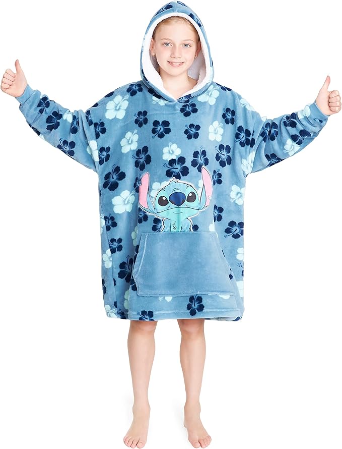 Disney Stitch Blanket Hoodie for Kids Cozy Fleece Wearable Blanket Stitch Gifts