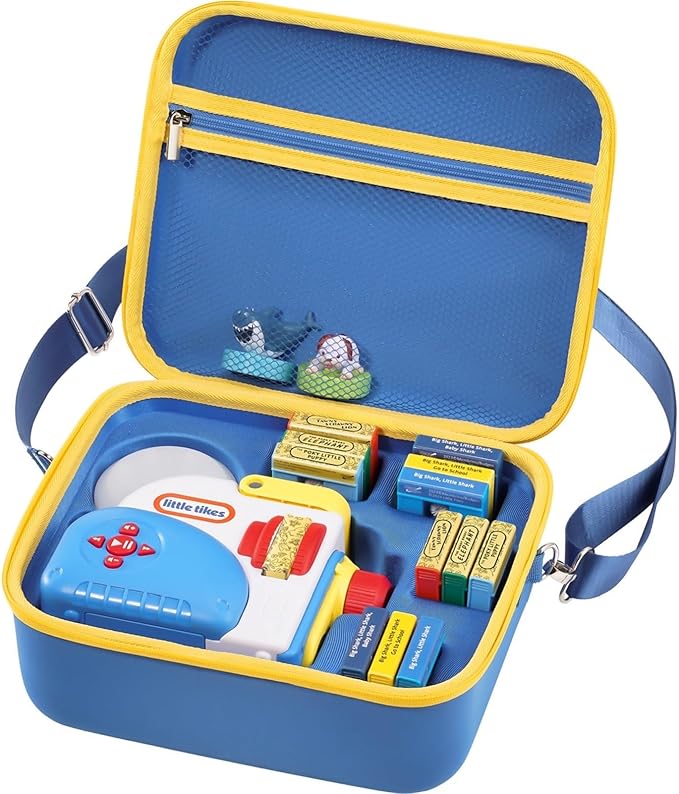 ProCase Hard Carrying Case for Little Tikes Story Dream Machine Starter Set, Kids Large Toy Bag Travel Portable Storage Box for Boy Girl Littles Character Books, Container with Shoulder Strap -Blue