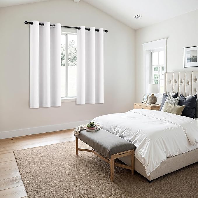 MIULEE Blackout Curtains for Bedroom 2 Panels 40 x 54 Inch Long Pure White | Thermal Insulated, Living Room Darkening Grommet Drapes, Noise Reducing, Light Blocking Window Treatments