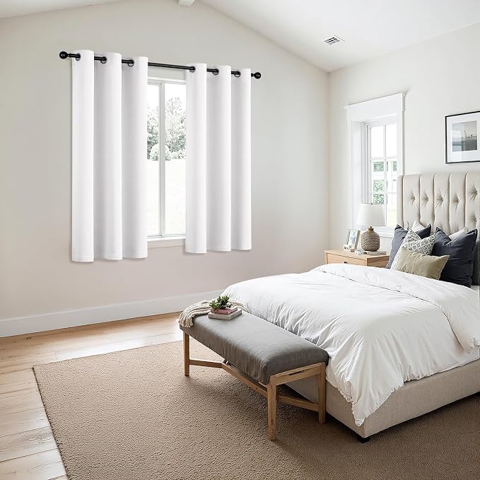 MIULEE Blackout Curtains for Bedroom 2 Panels 40 x 63 Inch Long Pure White | Thermal Insulated, Living Room Darkening Grommet Drapes, Noise Reducing, Light Blocking Window Treatments