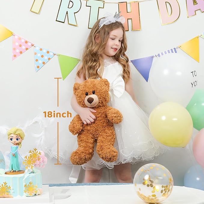 Tezituor Small Teddy Bear Stuffed Animals 18inch, Cute Teddy Bear Plush Toys for Kids Girl Boy, Valentines Bear Plushie Gift for Girlfriend Boyfriend Women Wife, Brown