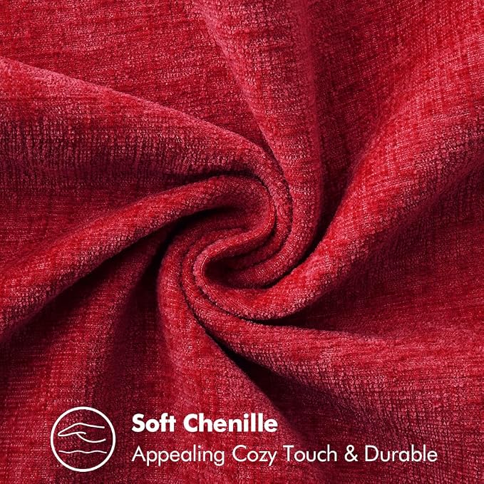 MIULEE Decorative Couch Throw Pillow Covers 18x18 Inch Red 2 Pack | Summer Farmhouse Pillow Covers with Stitched Edge, Soft Chenille Cushion Cases, for Sofa Bed Living Room Home Decor