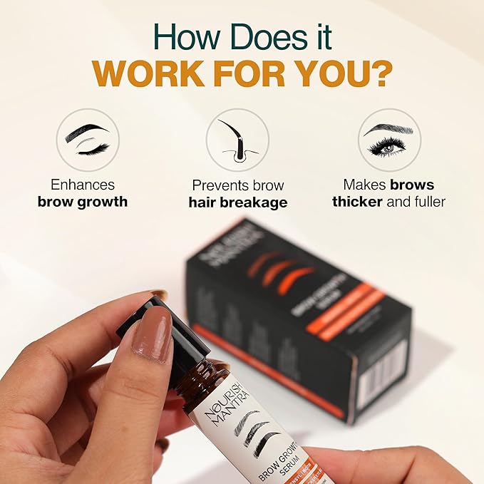 Nourish Mantra Eyebrow Growth Serum, Boost Regrowth for Longer, Thicker, Fuller-Looking Brows, Effective Enhancing Formula with Redensyl,Biotin & Peptides 10 ml