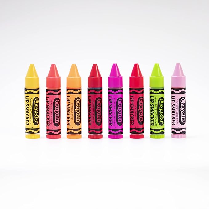 Lip Smacker Crayola Lip Balm Party Pack - 8 Moisturizing Balms, Cotton Candy, Orange, Sherbert, Watermelon, Berry, Apple, Banana, Hydrating & Protecting - Cruelty-Free,(Pack of 2)