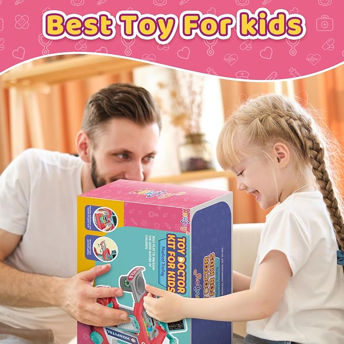 Doctor Kit for Kids - Pretend Doctor Playset for Toddlers with Stethoscope - Medical Play Set Toy for Boys Girls - Kids Doctor Kit for 3 4 5 6 7 8 9 Year Old - Christmas Birthday Gift