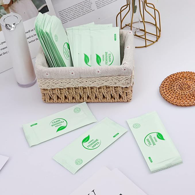 Feminine Hygiene Wipes Individually Wrapped,50 Pcs Intimate Wipes | Alcohol Free,Ph Balanced,Plant Extracts,Travel Work Essential Feminine Care,for Women to Give Friends Homeless