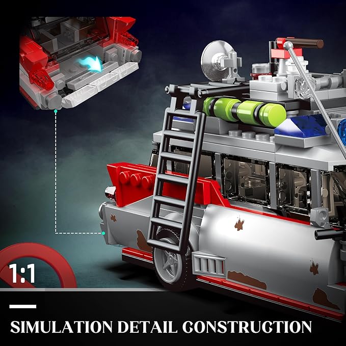 Mould King 10021 Ghost Car ECTO-1 Building Blocks Kit for Adults, Creative Christmas Birthday Gift for Ghost Bus Movie Fans, Highly Detailed Replica Model for Collectors
