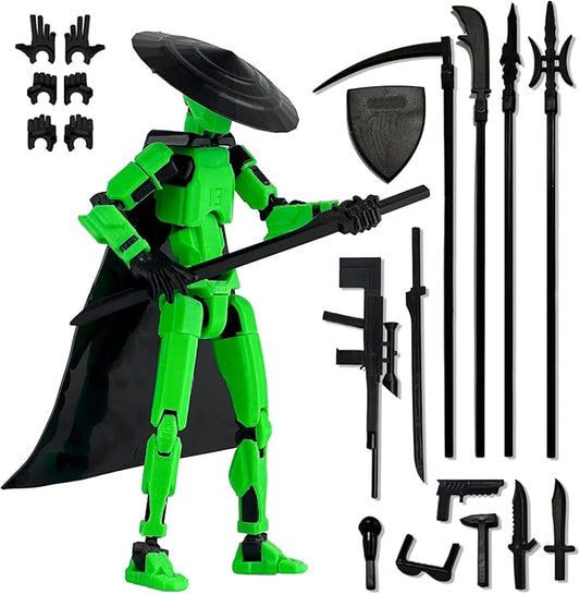 Already Assembled 8 inch T13 Action Figure, T13 Multi Jointed Movable,for Collectors Desktop Decorations Movability 3D Printed Toys (Green)