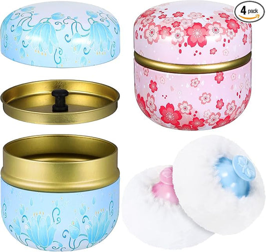 Zopeal Powder Case Puff Kit Powder Puff Case for Body Cosmetic Container Dusting Soft for Baby and Women Travel Home Face Body Box(4 Pcs)