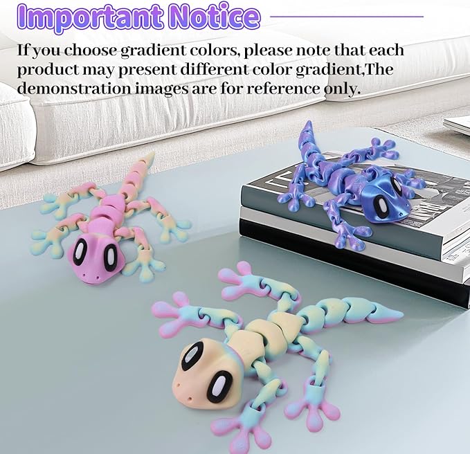 3D Printed Articulated Lizard, Flexible Dynamic Animals Toys, Full Articulated Toy with Magnets, Adults Fidget Toys for Autism ADHD, Home Office Decor, Festival Gifts (Blue Purple)